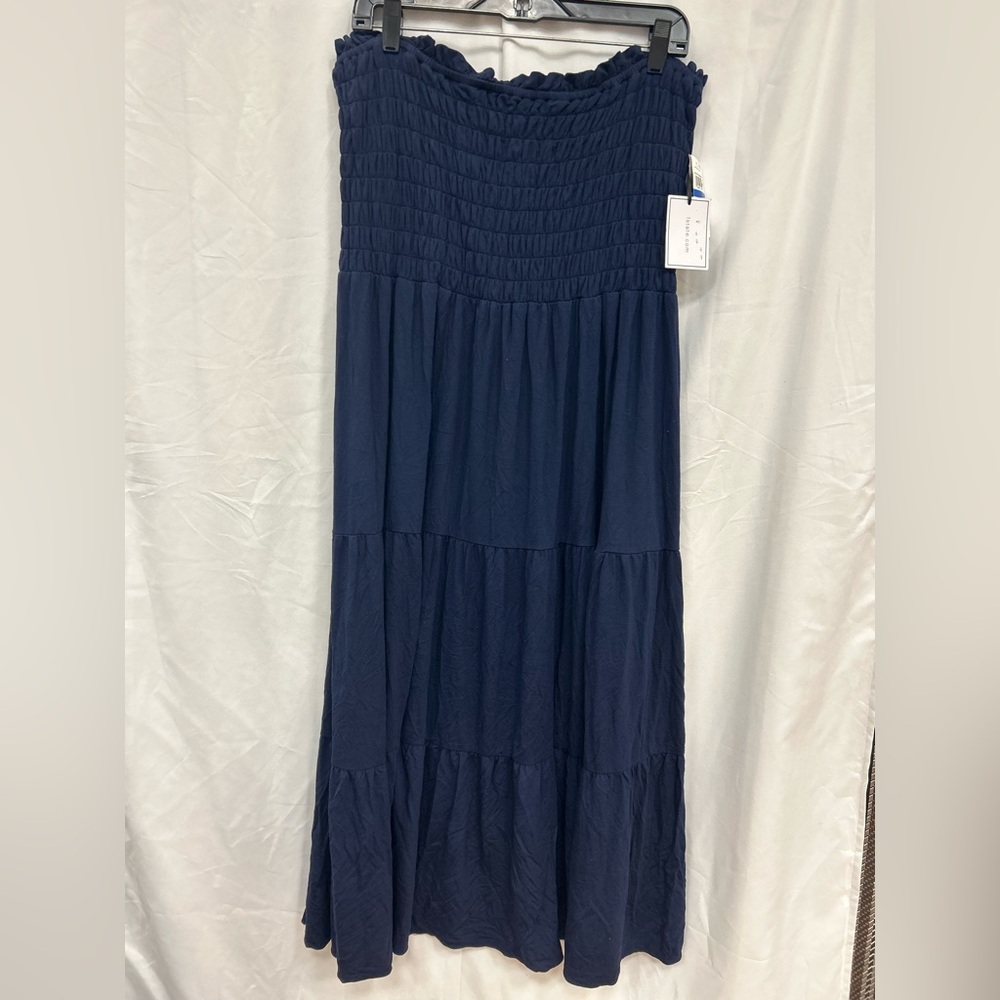 1 State Navy Smocked Tiered Maxi Skirt - XL